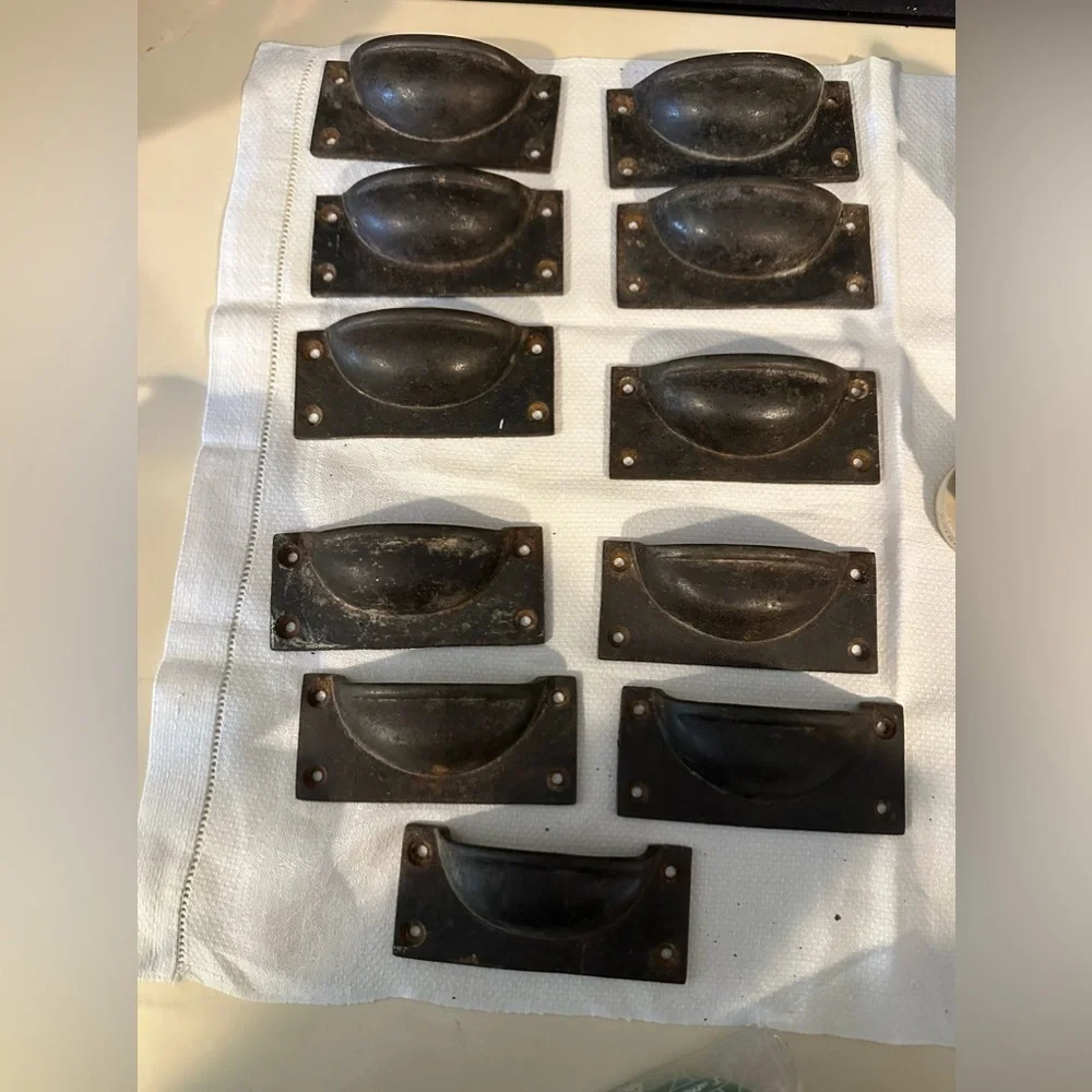 Restoration Hardware Black Cast Iron Cabinet Pull Handles Set of 4 Vintage Rare